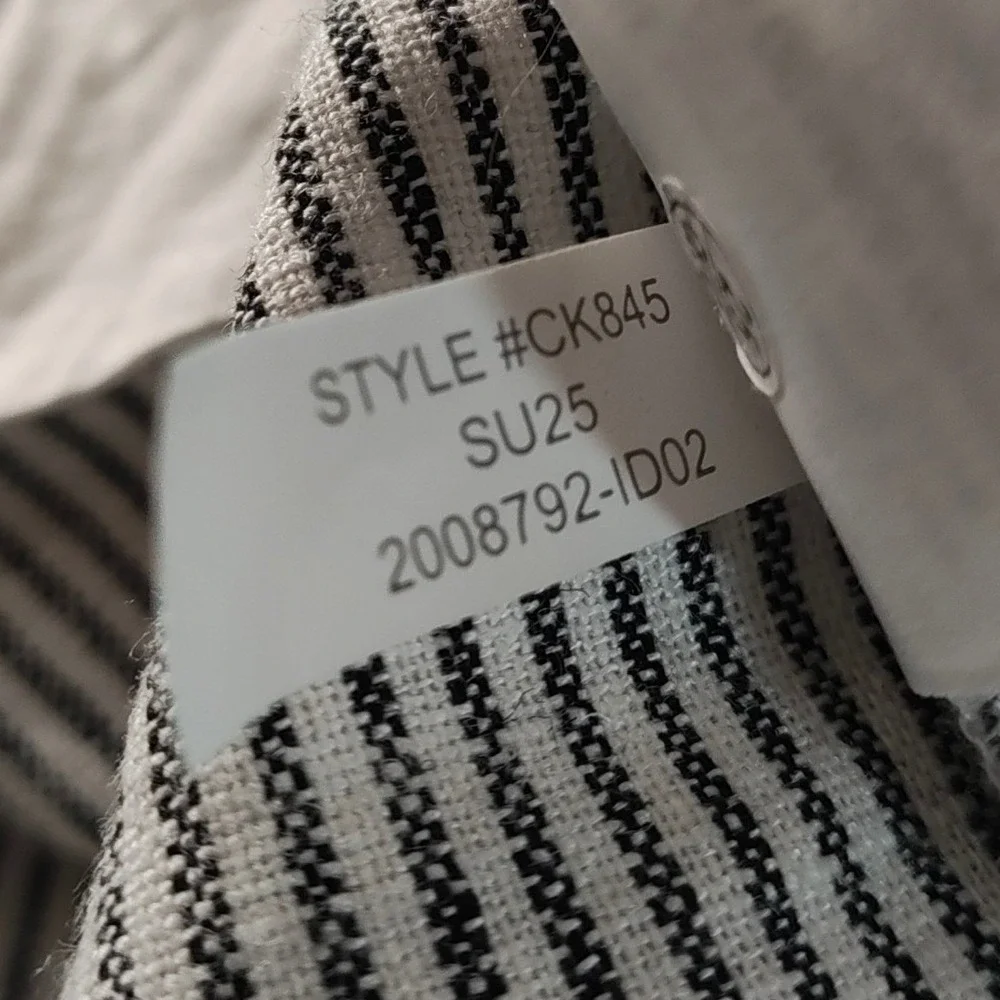 J. Crew Striped Linen Blend Dress Black White Coastal Travel Summer 25 Size 14